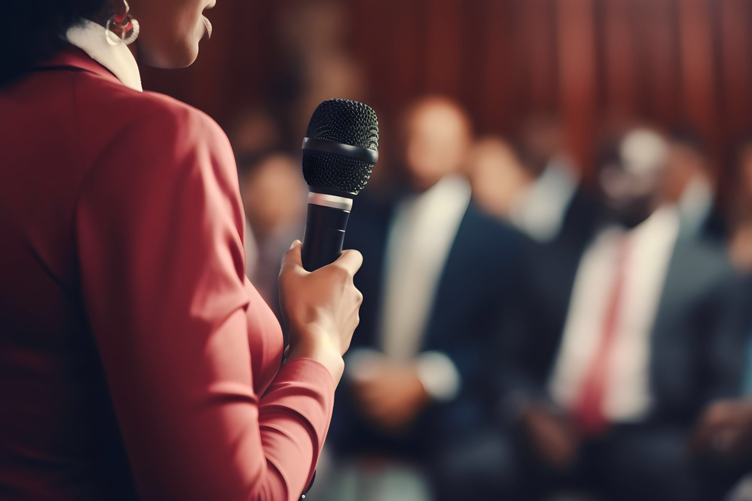 African female politician speaking during a political debate